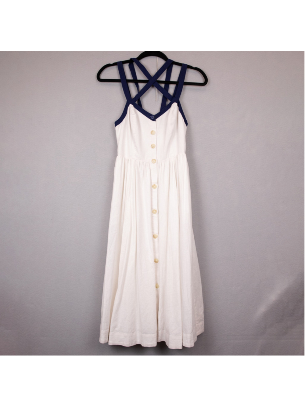 Maeve white strappy front midi dress-0